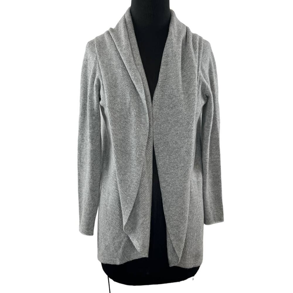 NEIMAN MARCUS Gray Cashmere Shawl Collar Draped Cardigan Sweater Relaxed Fit S